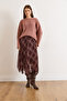 Women's Brown Lined Skirt Asymmetrical Plaid Bell Tulle Skirt Etk-19000384 - 5