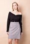 High Waist Lightweight Stretch Fabric Fabric Knee Length Bell Skirt-Grey Plaid