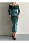 Women's Madonna Collar Sequin Detail Stylish Evening Dress - 7