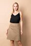 High Waist Lightweight Stretch Fabric Fabric Knee Length Bell Skirt-Mustard Houndstooth - 3