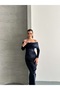 Women's Madonna Collar Sequin Detail Stylish Evening Dress - 4
