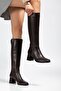 Zri̇n-4804 Premium Brown Zippered Heeled Boots - 2