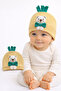 0-12 Months Baby Beanie Hat with Teddy Bear Bow Detail, Soft 100% Cotton Unisex, Flexible and Comfortable - 2
