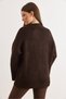 Women's Bitter Brown Crew Neck Thick Banded Oversized Knitwear Sweater Kzk-19000988 - 6