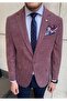 Gomez Men's Burgundy Dobby Polyviscose Fabric Slim Fit Sports Blazer Jacket