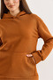 Women's Tan Hooded Kangaroo Pocket Loose Fit Fleece-Lined Sweatshirt Swt-19000797 - 6