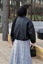 Belted Leather Jacket Black - 4