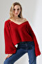Women's Spanish Sleeve V-Neck Casual Knitwear Sweater - 3