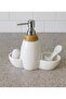 Porcelain White Liquid Soap Dispenser - Kitchen Countertop - with Brush and Sponge Gift - 500 ml - 4