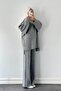 Ribbed Knitwear Suit Gray