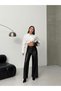 Wide Leg Leather Pants Black - 6