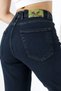 Navy Blue High Waist Slim Fit Jean Trousers - 5