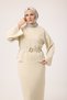 44231 - Stylish Comfortable Rayon Waist Belt Detailed Knitwear Skirted Slim Women's Set - 7