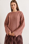 Women's Dark Powder Hair Braided Loose Fit Knitwear Sweater Kzk-19001119 - 2