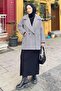 Zigzag Pattern Herringbone Coat Black and White