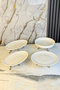 Antique 4 Piece Porcelain Presentation Set &Metal Footed Bowl Boat Plate Serving Set - 8