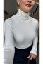Premium Series White Turtleneck Cotton Basic Blouse - 2