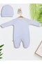 Rabbit Figured Polka Dot Cotton Baby Boy Romper with Hat - 3