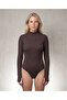 Soft Textured Finger Insert Detail High Neck Bodysuit Missbs2700