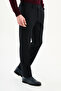 Straight Slim Fit Men's Trousers with Elastic Waist Navy Blue - 38345.26Y - 3