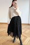 Tulle Detailed Asymmetrical Lined Long Skirt
