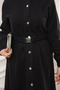 Black Buttoned Elastic Waist Denim Dress - 4