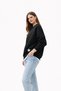 Women's Black Basic Oversized Sweatshirt |   3 Yarns Sh Fleece-Lined 100% Cotton Thick Winter - 2