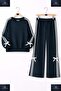 Girl's Bow-Detail Striped Zero-Collar Esortman Set on Hangers