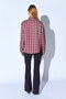 Burgundy Plaid Shirt with Front Tie Detail |   Ek110610715 - 4