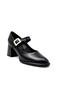 Scarf Buckle Detailed Heeled Casual Women's Shoes Black - 5