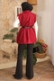 Burgundy Shoulder-Padded Shoulder Pad Piece Belted Lined Vest - 4