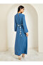 Women Blue Embroidered Belted Jalabiya - 5