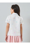 Girls White Butterfly Print Puff Sleeve Top - 4