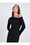 Women Black One Shoulder Bodycon Midi Dress - 3