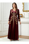 Women Fitted Waist Leaf Embellished Jalabiya - 2