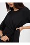 Women Black Tie-Up Maxi Dress with 3/4 Sleeves - 4