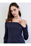 Navy Blue Off-Shoulder Mermaid Hem Maxi Dress - 3