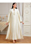 Women Texture Fabric Faux Pearl Tassel Jalabiya - 6