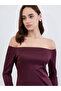 Burgundy Off-Shoulder Mermaid Hem Maxi Dress - 4