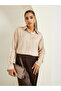 Women Beige Satin Embellished Collar Shirt - 4