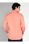 Men Peach Cotton Twill Shirt - 3