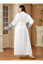 Women Geometric Belted Long Sleeve Abaya - 3