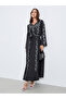 Women Black Floral Print Belted Maxi Dress