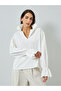 Women White Ruffle Trim Long Trim Top - 3