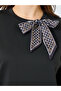 Women Black Oversized T-Shirt with Neck Scarf - 3