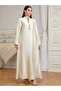 Women Texture Fabric Faux Pearl Tassel Jalabiya