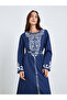 Women Blue Floral Print Belted Maxi Dress - 2