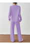 Women Purple Textured T-Shirt and Pants Co-Ords - 2