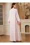 Women Floral Printed Embroidery Detail Jalabiya with Hijab - 3