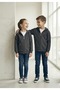 Unisex Children's Anthracite Zippered Hooded Sweatshirt - Most Comfortable Basic Cardigan for School - Daily Use 3-10 Years Old - 2